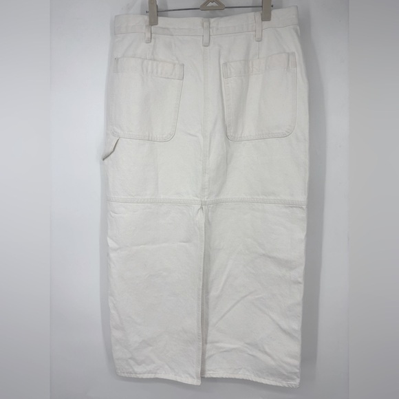 NWT Madewell Women’s Carpenter Cargo Denim Maxi Skirt in Tile White 30 - Picture 4 of 4